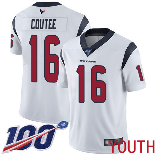 Houston Texans Limited White Youth Keke Coutee Road Jersey NFL Football #16 100th Season Vapor Untouchable->youth nfl jersey->Youth Jersey